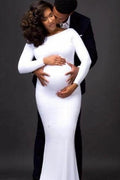 Maternity White Long Dress Baby Shower Shoot Maternity Gown