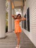 Modest Orange Satin Short Formal 8Th Grade Homecoming Dresses Hoco Backless Cocktail Outfits