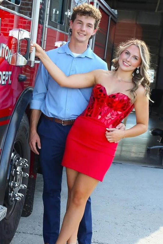 Sweetheart Strapless Sheath Beaded Empire Homecoming Dress