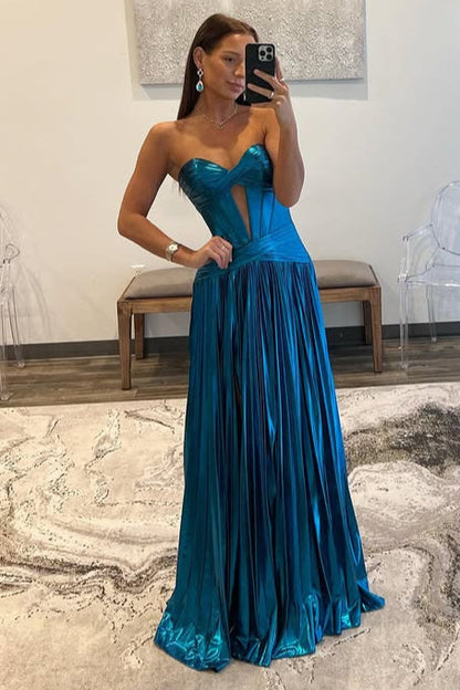 Sweetheart Strapless Satin A-Line Party Prom Dress