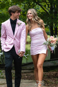 Pink Ruched Short Bodycon Dress Formal Mini Dresses
