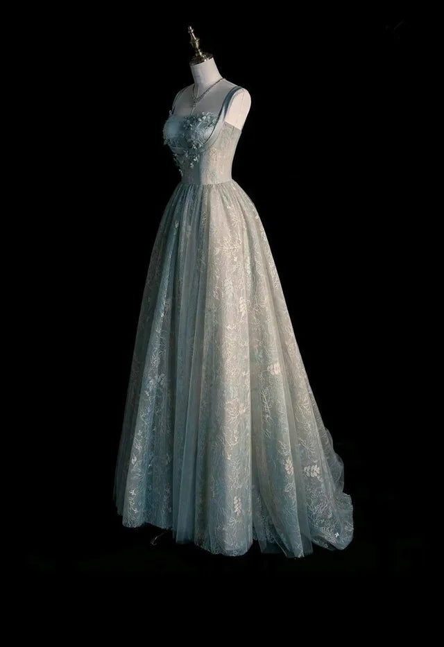 Beautiful A line Sage Green Long Tulle Prom Dress P1287