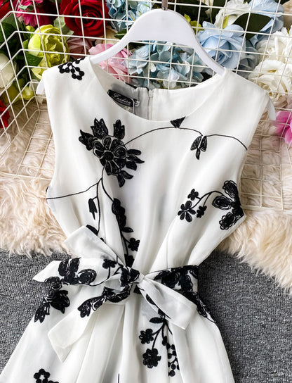 A line flowers short dress summer dress 037