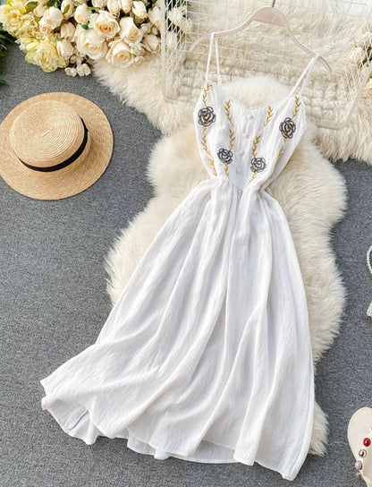 Cute A line embroidery dress girl dress 035