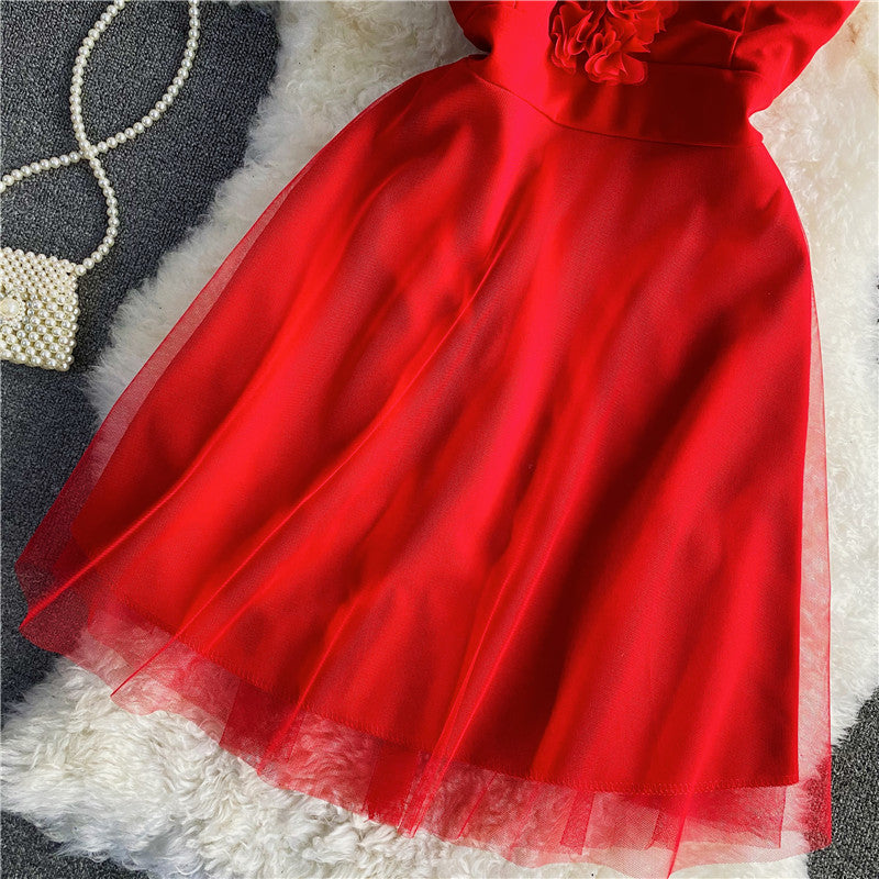 V-neck suspender with open back and big swing sexy skirt  2771