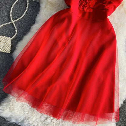 V-neck suspender with open back and big swing sexy skirt  2771