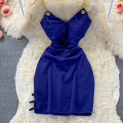 Sexy fashion hollow out waist tight bag hip suspender dress  3359