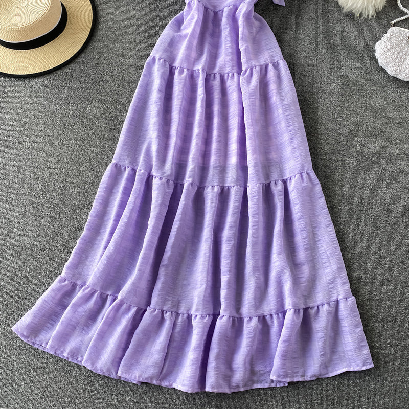 Seaside holiday V-neck backless dress  2935
