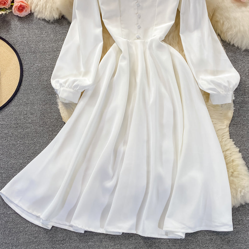 Style retro temperament medium long high waist slim dress  3103