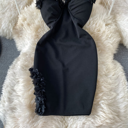 Design sense lace splicing sexy Strapless skirt  2816