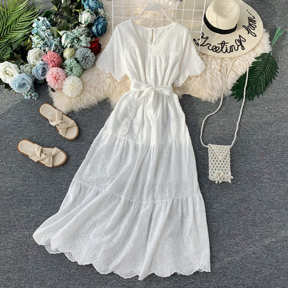 Super fairy sweet skirt waist Ruffle Dress large swing skirt long skirt  3132
