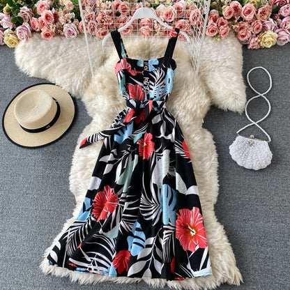 Ruffle hem, waist closed, thin, large dress, women's dress  2941