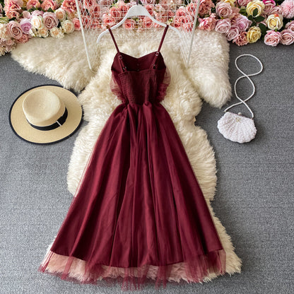 Waist closing suspender skirt children's super fairy mesh splicing large swing long skirt  2745
