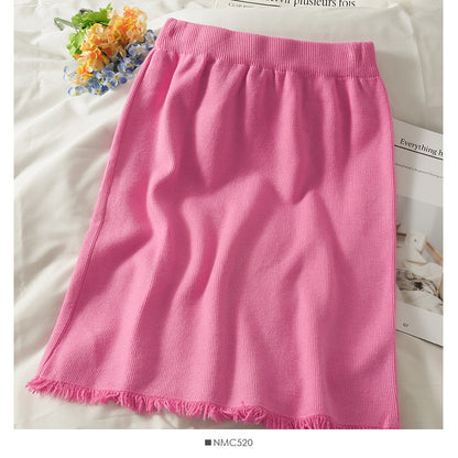 Slim candy color knitted Hip Wrap Skirt for women  2601