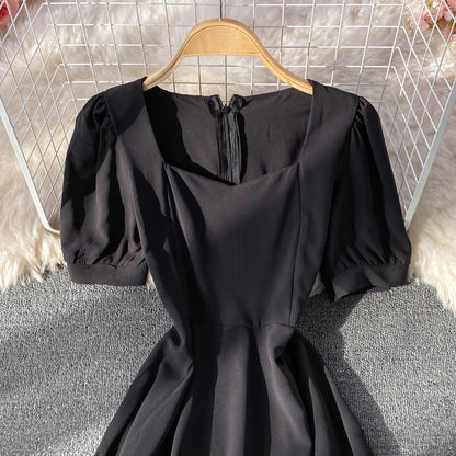 Narrow waist French long skirt with large hem  3208