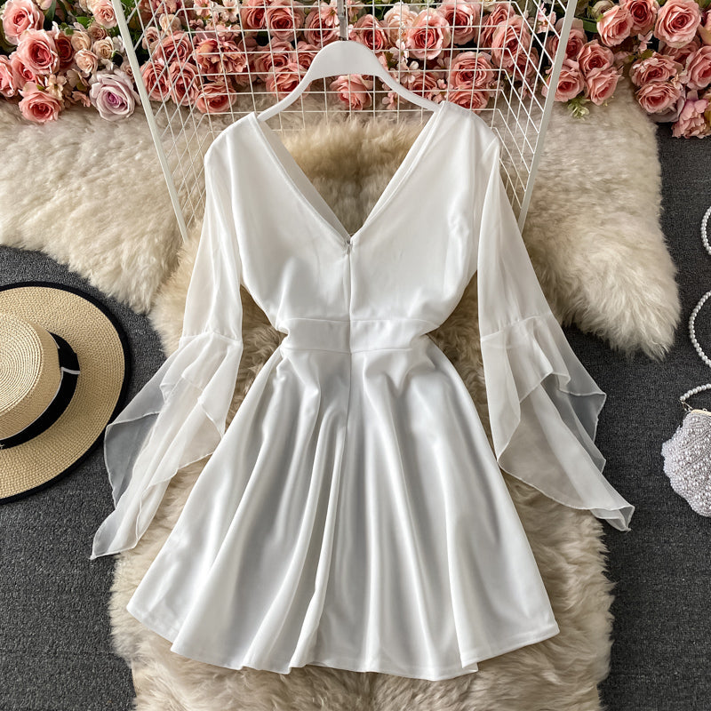 Sexy low cut deep V-neck dress  3428