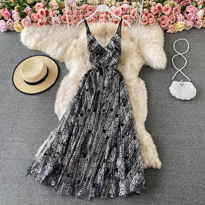 Retro slim slim A-line dress  3429