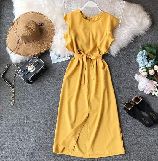 Irregular slim wrap hip dress  2873