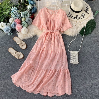 Super fairy sweet skirt waist Ruffle Dress large swing skirt long skirt  3132