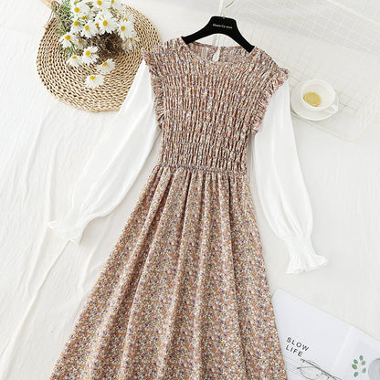 New female floral dress design sense of minority tea break skirt Kikyo early autumn  2414