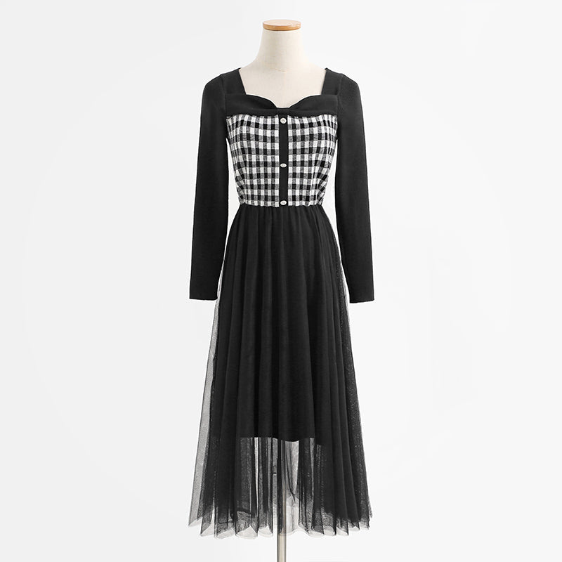 Women's stitched mesh small fragrant dress  2338