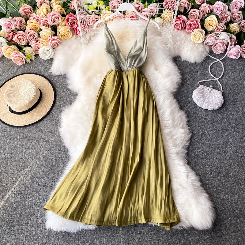 Low cut suspender with open back and waist to show thin dress  2835