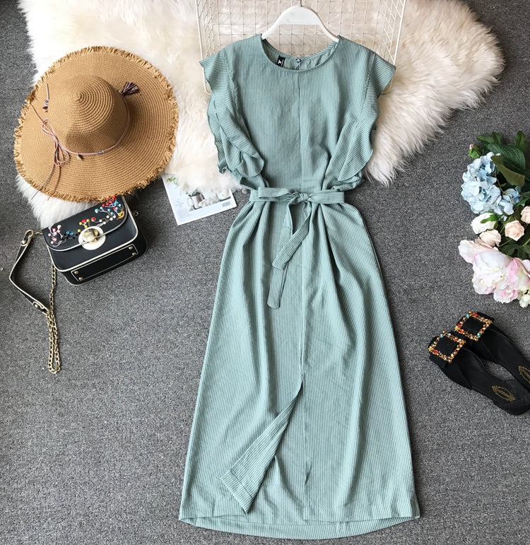 Irregular slim wrap hip dress  2873