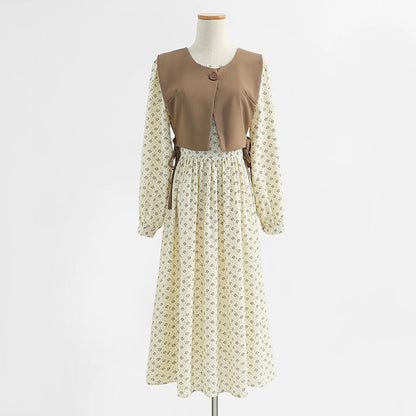 Age reduction fashion two-piece suit skirt shows thin floral skirt  2209