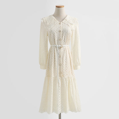 White lace dress with slim waist fairy skirt  2217