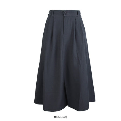 Simple and versatile solid medium length A-line skirt  2563