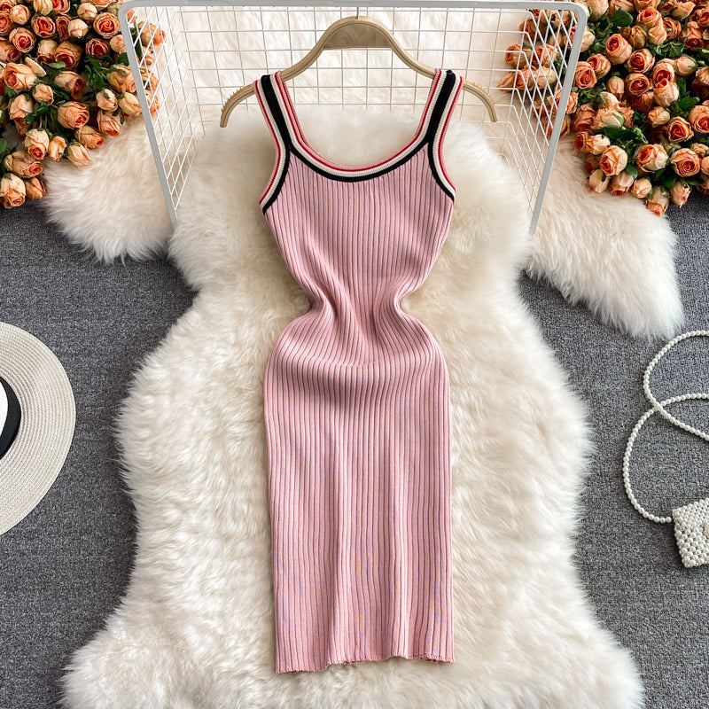 Knitted tight elastic Hip Wrap Dress  2805