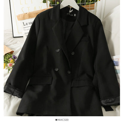 Han Fan loose and thin double breasted large pocket medium long coat small suit  2097