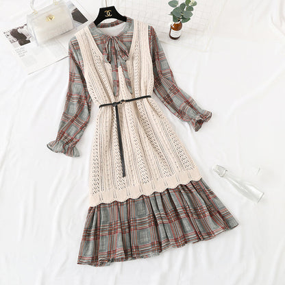 Foreign fashion net red chiffon bottomed dress  2222