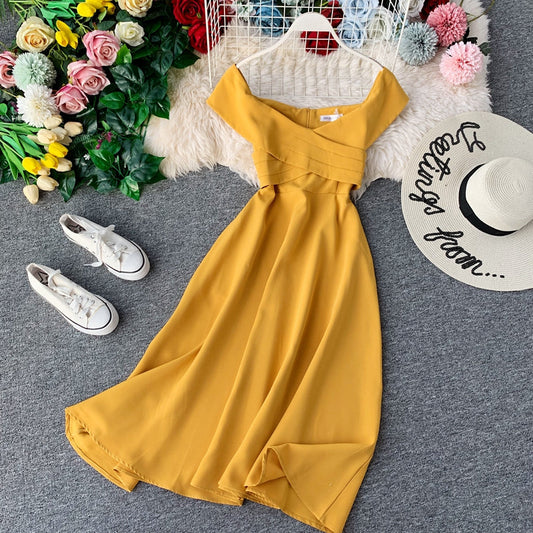 Line neck backless dress  2924