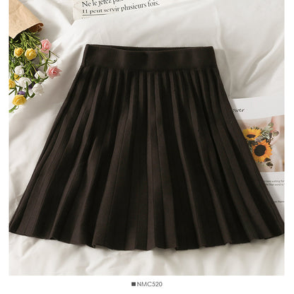 Waist slim knit A-line skirt women's versatile short skirt  2502