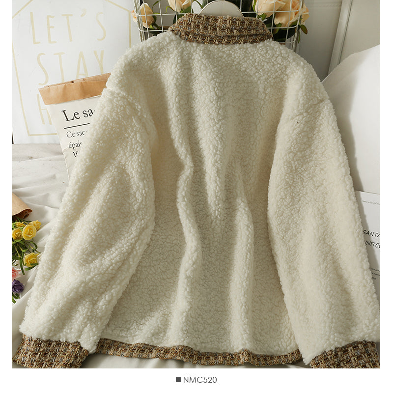 Bright silk tweed single breasted loose and thin coat  2125
