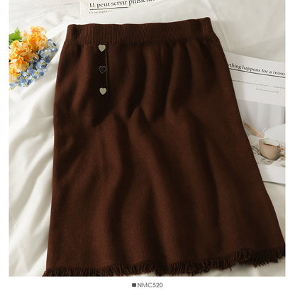 Slim candy color knitted Hip Wrap Skirt for women  2601