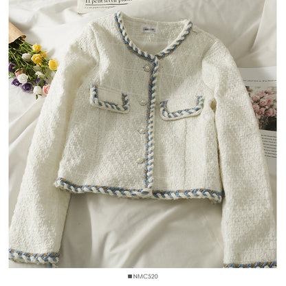 New bright silk bonded single breasted short women's coat  2095