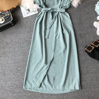 Irregular slim wrap hip dress  2873