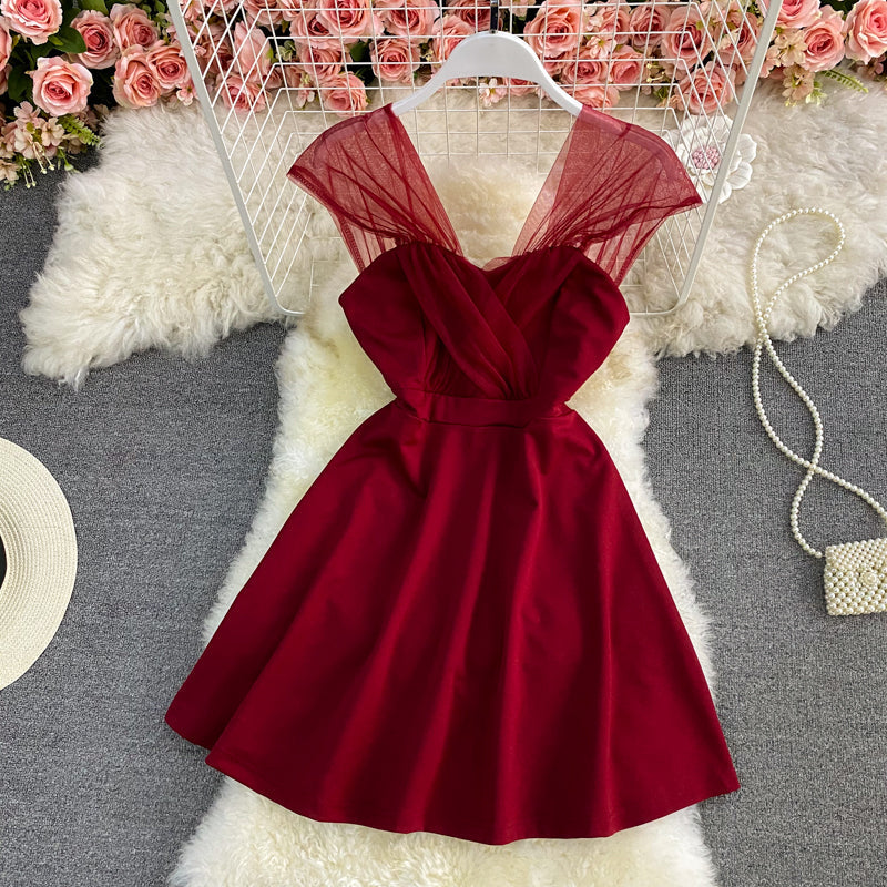 Solid color strapless dress is slim  2788