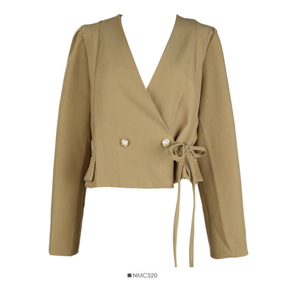 French minority cross two button short shirt coat women  2123
