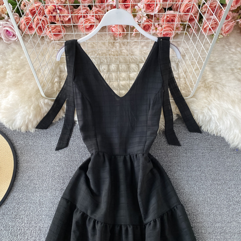 Seaside holiday V-neck backless dress  2935