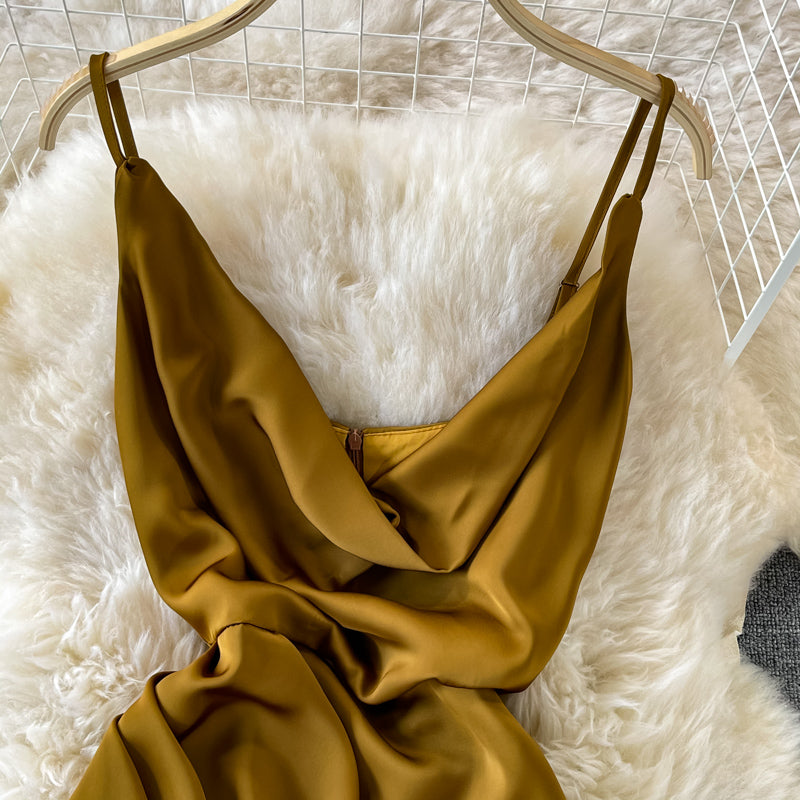 Slim and slim temperament light mature wind split Hip Wrap Skirt  2979