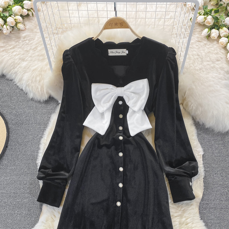 Temperament velvet fishtail buttock dress  3270