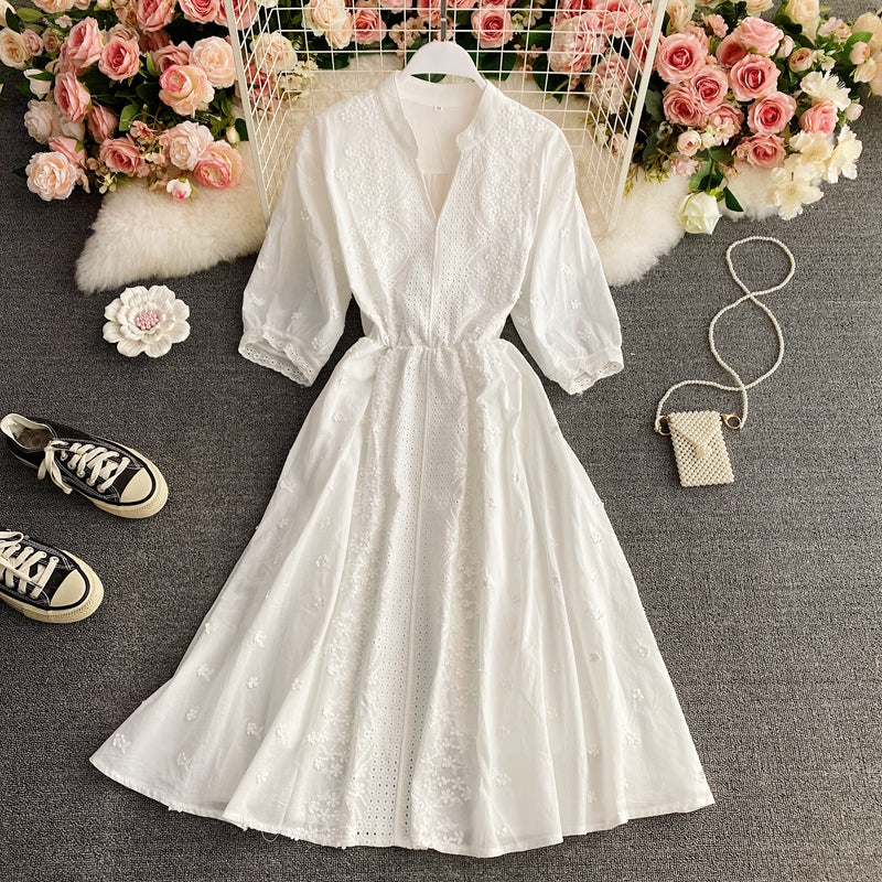 French long skirt with gentle, light and mature temperament  3163