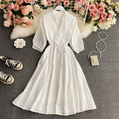 French long skirt with gentle, light and mature temperament  3163