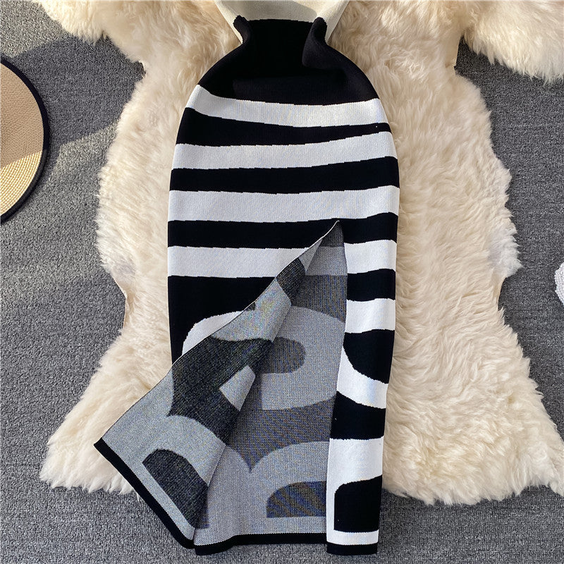 Sweet knit bag hip split dress sleeveless  2751