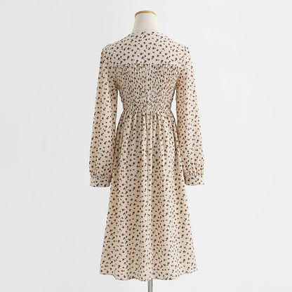 New dress long sleeve age reducing temperament floral skirt  2266