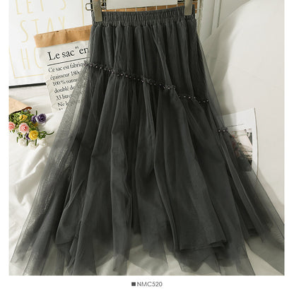 Korean gauze stitched irregular ear skirt for women  2489