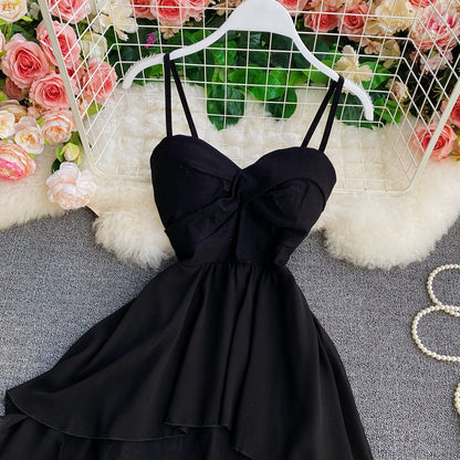 High waist irregular strapless dress  2719